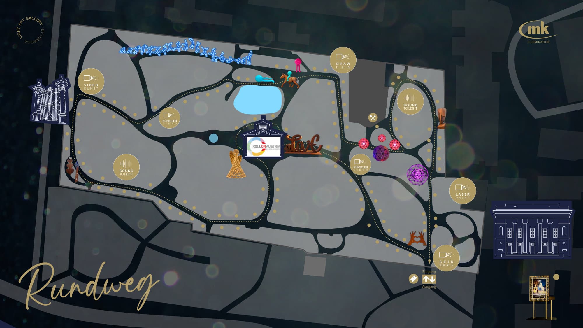 Route of the Light Art Gallery by LUMAGICA in the Innsbruck Hofgarten